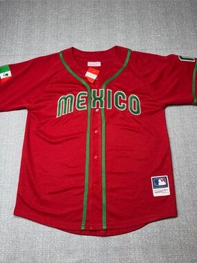NWT Mitchell & Ness Mexico National Team Baseball Jersey Red Large